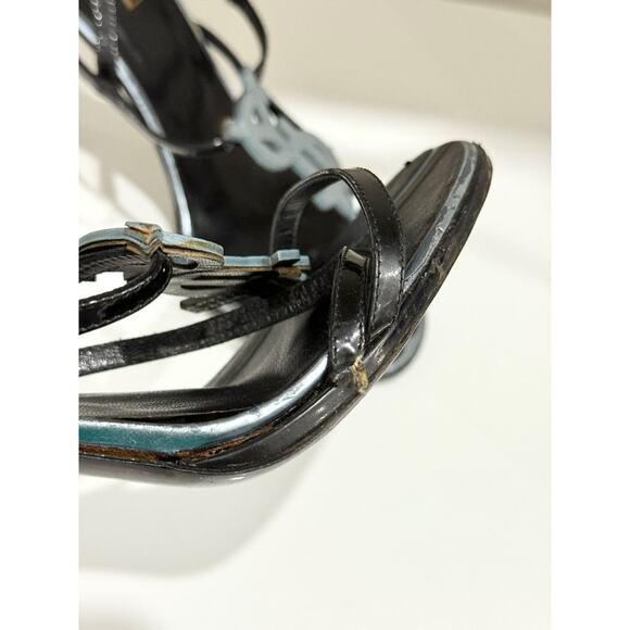 Saint Laurent YSL Patent-Leather Heeled Slingback Sandals Black Women's EU 37 - Picture 4 of 6